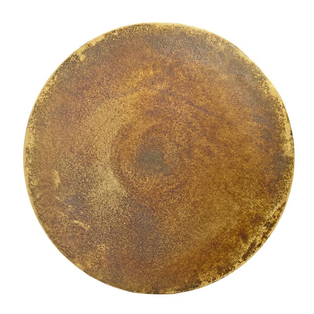 Brass Finish Pedestal Side Table For Sale - Image 9 of 11