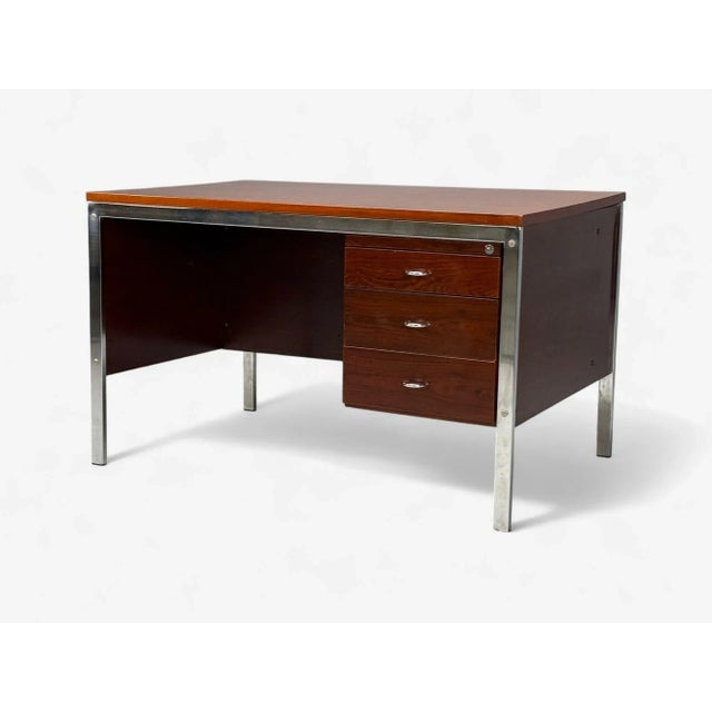 Jean Gillon, Brazilian Modern, Jacaranda, Chrome, Writing Desk, Brazil, 1960s For Sale - Image 4 of 10