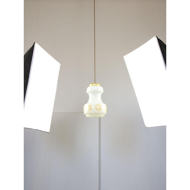 Mid-Century Modern Italian Opaline and Brass Pendant Lamp For Sale - Image 10 of 18