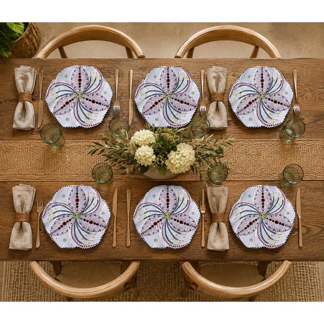 Hand-Painted South African Art Pottery Botanical Pinwheel Plates - Set of 6 For Sale - Image 12 of 12