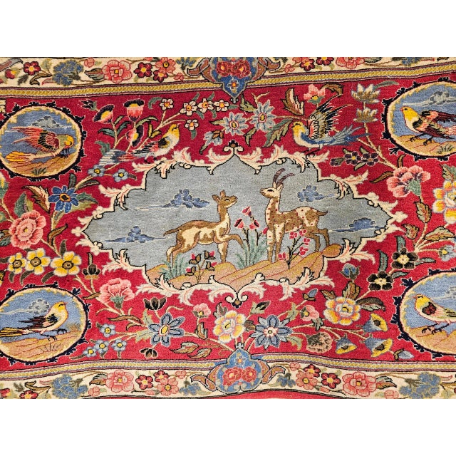 Vintage Persian Tabriz Pictorial Area Rug, Hand-Knotted With Silk For Sale - Image 11 of 12