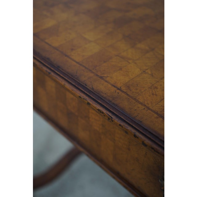 Jonathan Charles Marquetry Top Square Barley Twist Lamp Table For Sale - Image 9 of 12