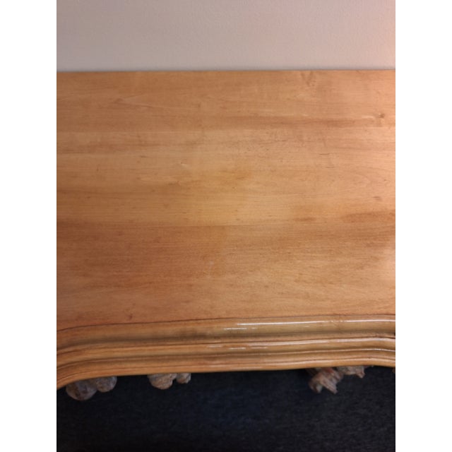 1950s Vintage Spanish Rococo Paint Decorated Carved Wood Console Table For Sale - Image 16 of 18