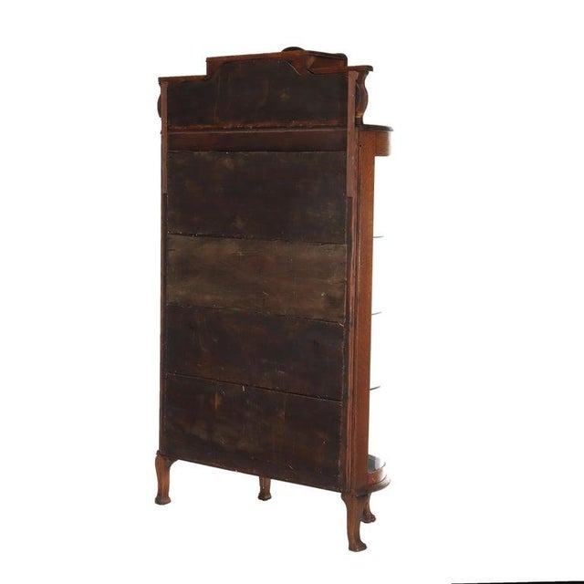 Antique Rj Horner Foliate Carved Oak China Cabinet With Mirror Circa 1900, Attributed For Sale - Image 15 of 17