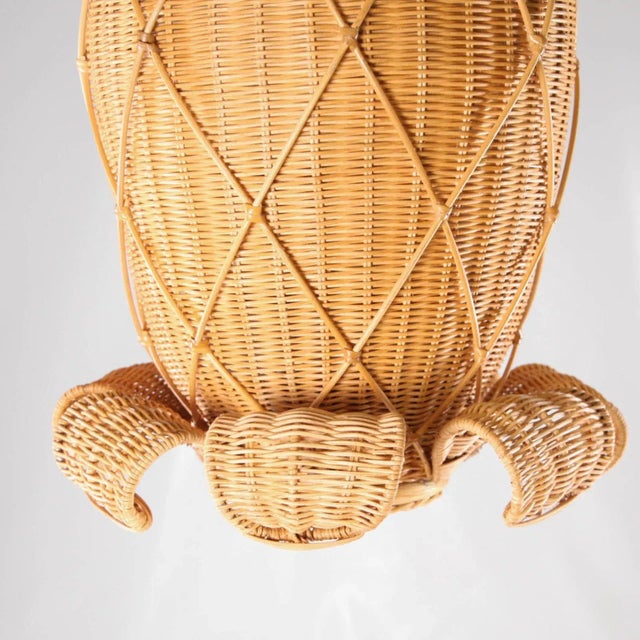 Light Yellow Wicker Pineapple Pendant Light For Sale - Image 8 of 11