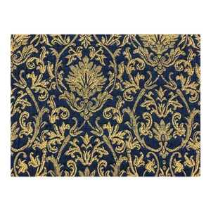 Kravet Stain & Water Resistant Navy Blue Mustard Gold Jacquard Damask Upholstery Drapery Fabric
