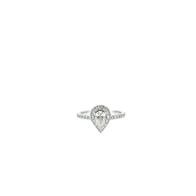 Neil Lane 1.00ctw Pear Diamond Halo Engagement Ring 14k White Gold Size 6.75 For Sale In Los Angeles - Image 6 of 6