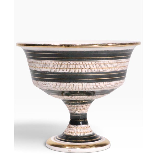 Mid 20th Century Mid 20th Century Italian Pottery Ceramic Compote in the Style of Raymor Rosenthal Netter For Sale - Image 5 of 7