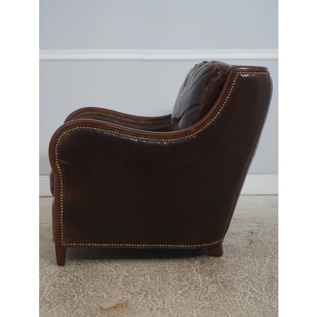 English Theodore Alexander Leather & Mahogany Club Chair For Sale - Image 3 of 18