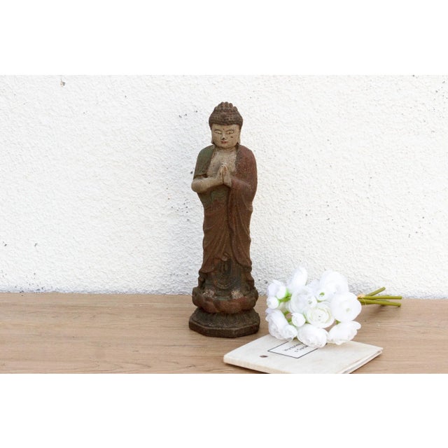 12" Tall Weathered Standing Buddha For Sale - Image 9 of 9