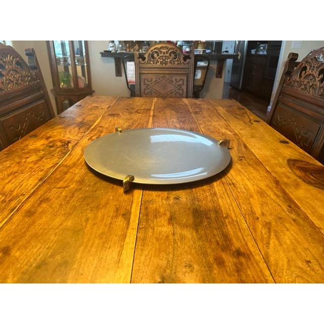 Vintage sleek art-deco/ art Moderne Aluminum & Brass centerpiece, bar top display, vanity top for perfumes and objects,...