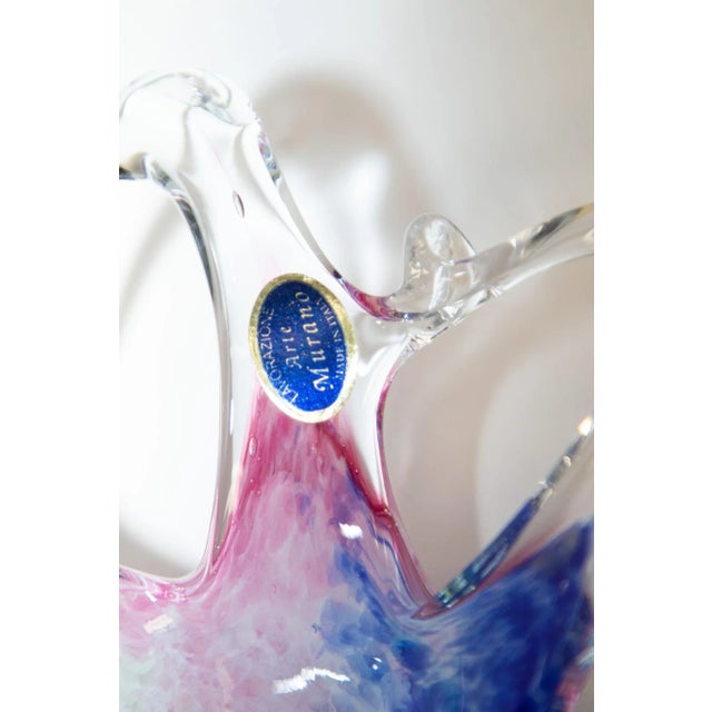 Mid-Century Modern Vintage Murano Star Flower Shape Art Glass Dish Italy For Sale - Image 3 of 13