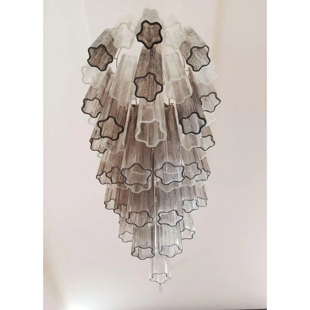 Murano Tube Chandelier with 62 Transparent and Smoked Glass, 1982 For Sale - Image 4 of 18