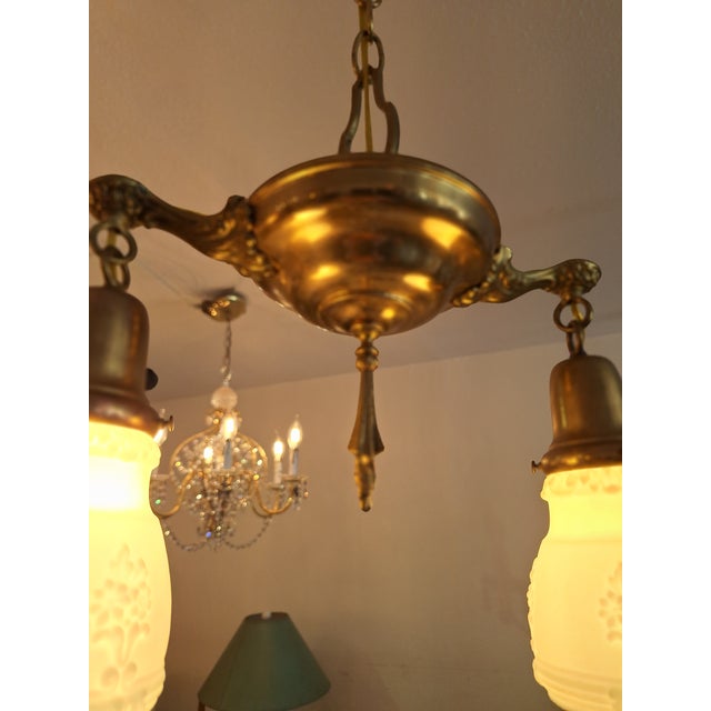1920s Edwardian Aladdin Pan Fixture-Two Lights For Sale - Image 4 of 6