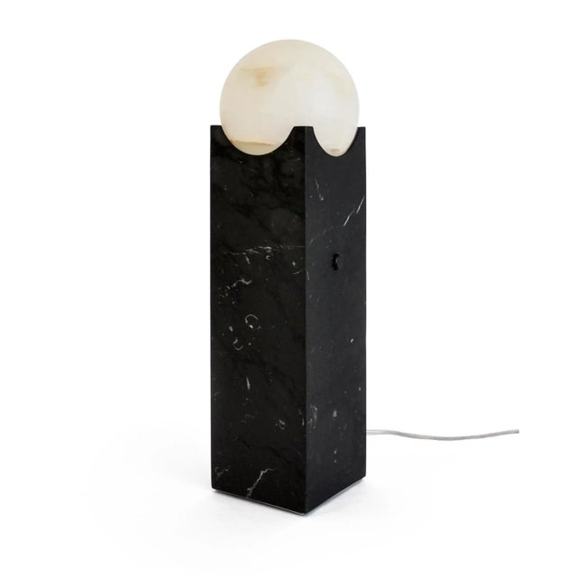 Contemporary Small Handmade Eclipse Lamp in Black Marquina Marble from Fiam For Sale - Image 3 of 9