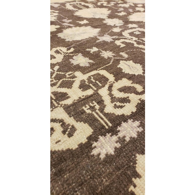 Antique Oushak Carpet, Handmade Turkish Oriental Rug, Beige, Taupe, Charcoal For Sale In New York - Image 6 of 18