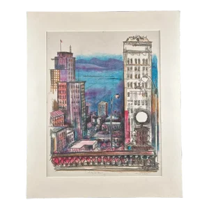 The Bay Is Blue Colored Lithograph by Harold E Keeler