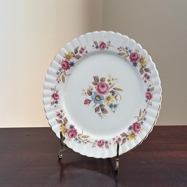 White Vintage English Bone China Decorative Dessert Plate For Sale - Image 8 of 15