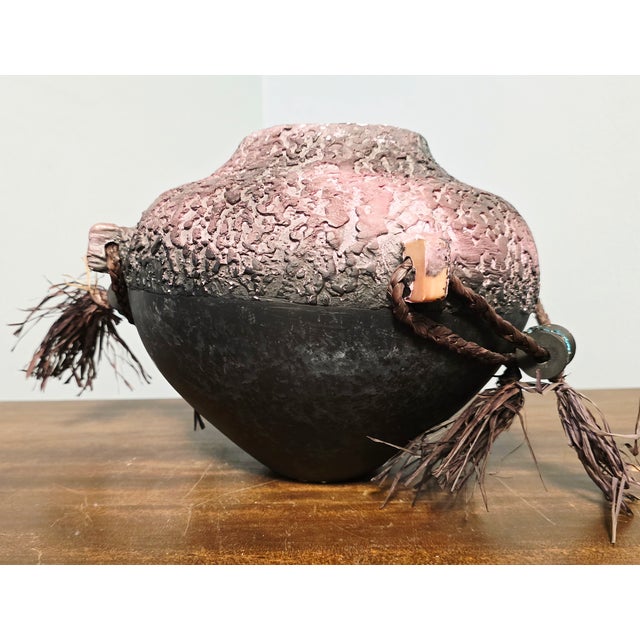 Signed Steven Kaye Textured Ceramic Art Vessel For Sale - Image 4 of 12