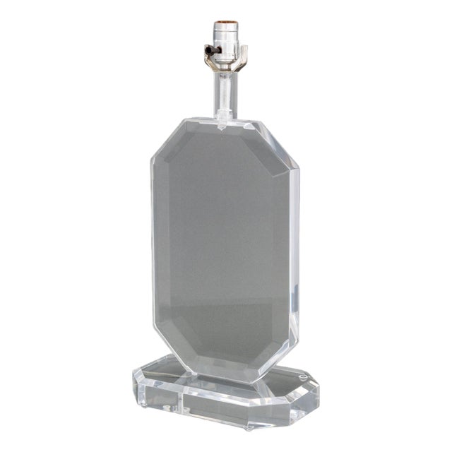Modern Acrylic and Chrome Octagonal Table Lamp For Sale