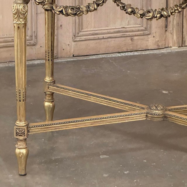 19th Century French Louis XVI Giltwood Center Table With Carrara Marble For Sale - Image 10 of 12