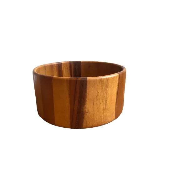 Rustic Mid Century Teak Wood Salad Bowls Set- 5 Pieces For Sale - Image 3 of 5