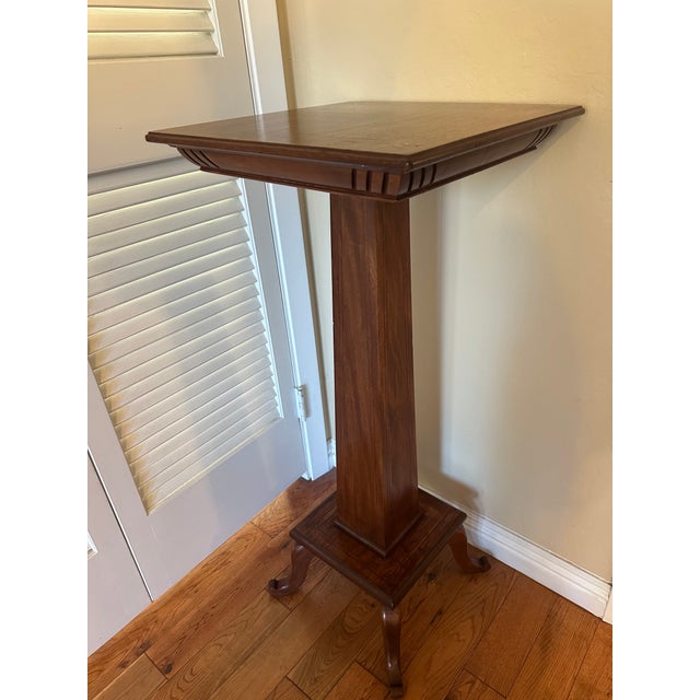 Vintage Mahogany Inlaid Plant Stand Edwardian Style For Sale - Image 4 of 11