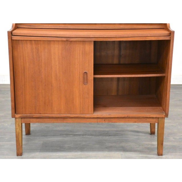 Mid-Century Modern 1960s Danish Modern Teak Bookcase Secretary Desk For Sale - Image 3 of 10