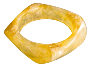 Vintage 1970s Yellow Marbled Lucite Bangle Bracelet