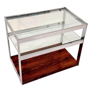 Richard Young, Merrow Assoc. Rosewood and Chrome Bar Cart, 1970 For Sale
