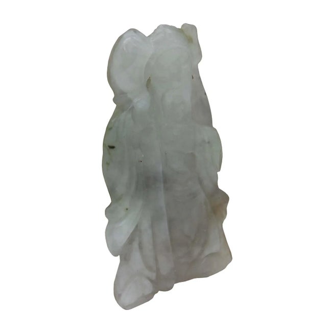 Light Green Jade Pendant With Standing General Guan, Kwan Kong Figure For Sale - Image 4 of 6