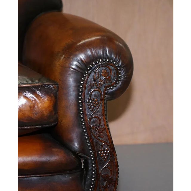 Brown Leather Two Seat Sofa For Sale - Image 16 of 18