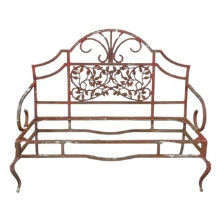 Vintage French Art Nouveau Style Leafy Vine Cast Aluminum Garden Patio Bench For Sale
