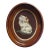 Vintage Needlepoint Cat in Old Mahogany Oval Frame For Sale
