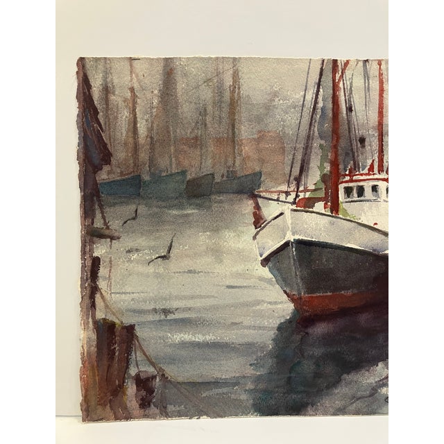 Coastal 1960s Original Watercolor Signed Carl Gustafson For Sale - Image 3 of 4