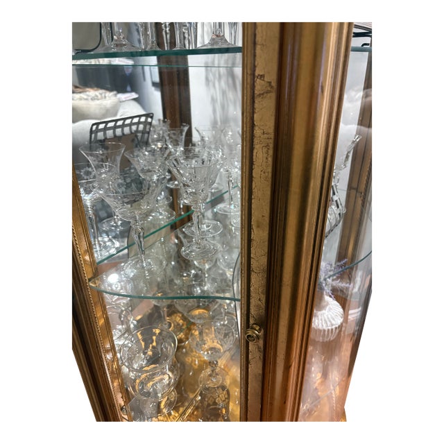 French Rococo-Style Gold Gilt Curio Cabinet For Sale