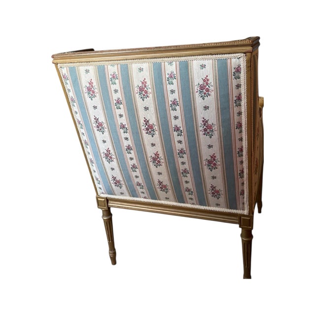 Late 19th Century Louis XVI 19th C Gilded Bergere Chair For Sale - Image 5 of 9