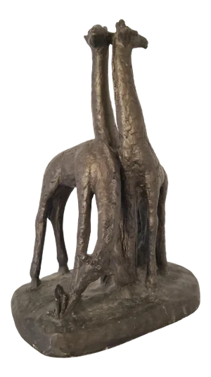 1972 Austin Productions Giraffe Chalkware/Plaster Sculpture Bronzetone Brutalist