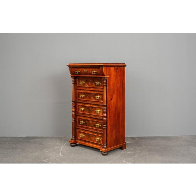 19th Century Gründerzeit Mens Chest of Drawers in Walnut For Sale - Image 4 of 18