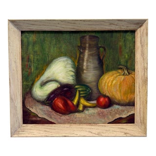 Vintage Oil Painting by Geraldine Alloway, "Grandma's Churn" For Sale