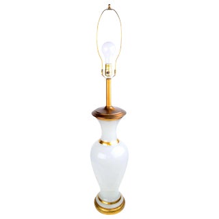 1950 Opaline and Brass Table Lamp For Sale