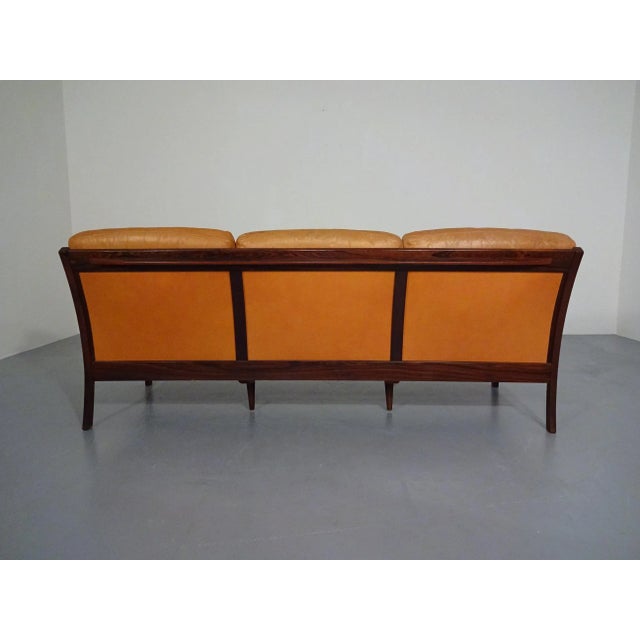 Rosewood and Leather Sofa, Denmark, 1960s For Sale - Image 4 of 18