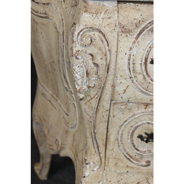 Pair of Country French Style Distressed Paint Decorated 3 Drawer Night Stands For Sale - Image 15 of 16