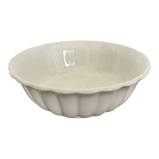Vintage English White Ironstone Scalloped Rim Fluted Bowl For Sale