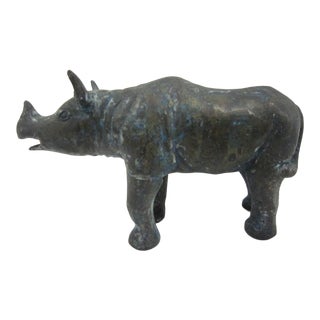 Old Thai Bronze Rhino FIgure For Sale