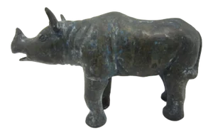 Old Thai Bronze Rhino FIgure
