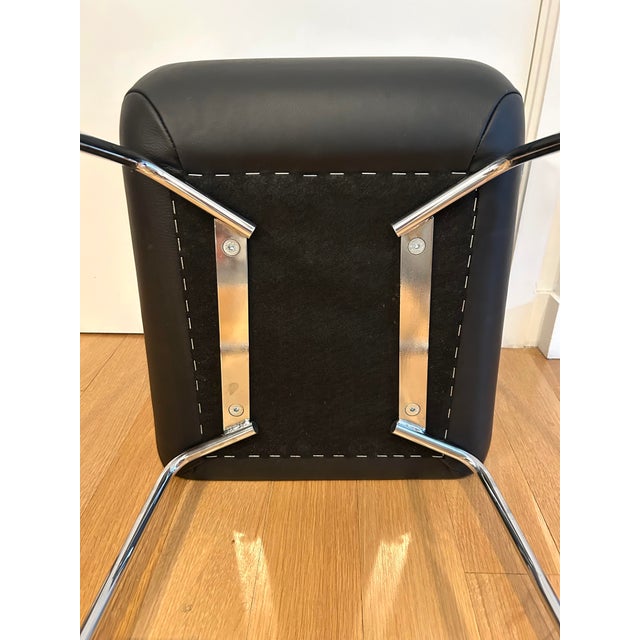 Rolf Benz 626 Sinus Black Leather Skid Bar Stool Designed by Kai Stania For Sale - Image 9 of 11