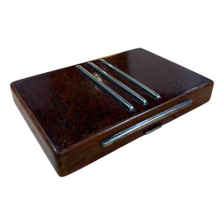 Vintage Italian Burl Wood and Chrome Decorative Box For Sale
