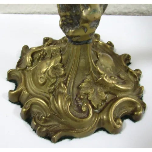 Pair of 1940s French Rococo Revival Style Brass Over Bronze Doré Candlesticks For Sale - Image 9 of 11