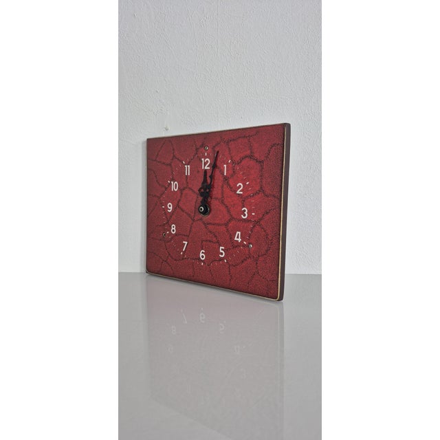 Glazed Ceramic Wall Clock, Germany, 1970s For Sale - Image 4 of 13